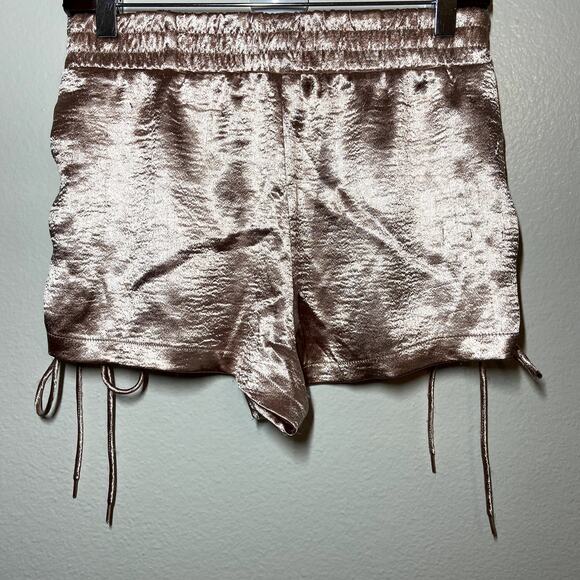 Forever 21 Boxer Shorts Satin Lace Up Elastic Waistband Metallic Pink Small - Picture 4 of 4